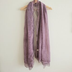 Boutique Lavender Lilac Semi Sheer Lace Scarf, Cute Boho Coquette Wrap